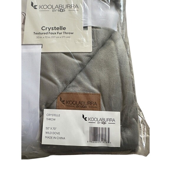 Koolaburra by UGG Crystelle Textured Faux Fur Throw Gray Plush Blanket - Picture 14 of 16